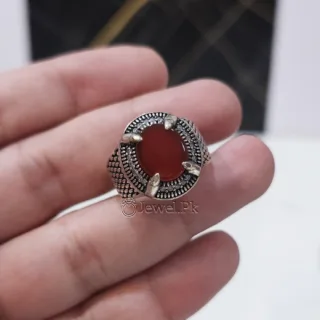 Turkish Ring - Silver 925 (Chaandi) Aqeeq Stone - Ottoman Ring
