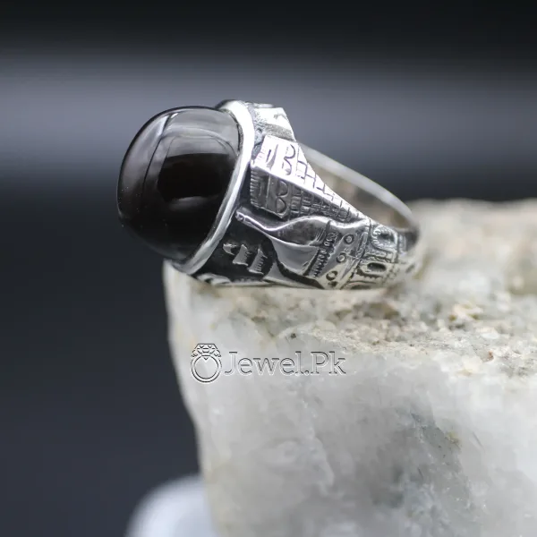 Black Yemen Agate inside red stone ring for yamni aqeeq agate stone silver 925 1