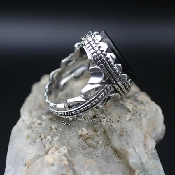 Black Yemen Agate inside red stone ring for yamni aqeeq agate stone silver 925 10 1