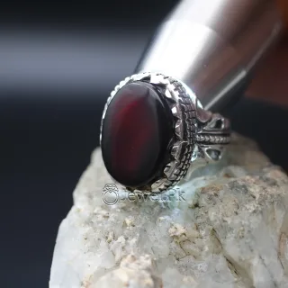 Black Yemen Agate inside red stone ring for yamni aqeeq agate stone silver 925 11
