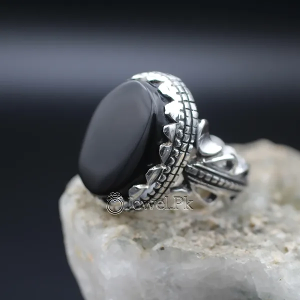 Black Yemen Agate inside red stone ring for yamni aqeeq agate stone silver 925 5