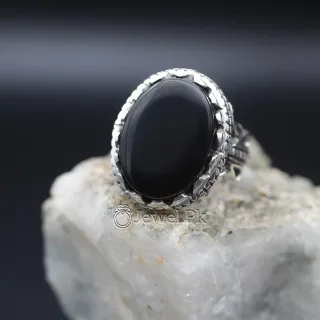 Black Yemen Agate inside red stone ring for yamni aqeeq agate stone silver 925 7