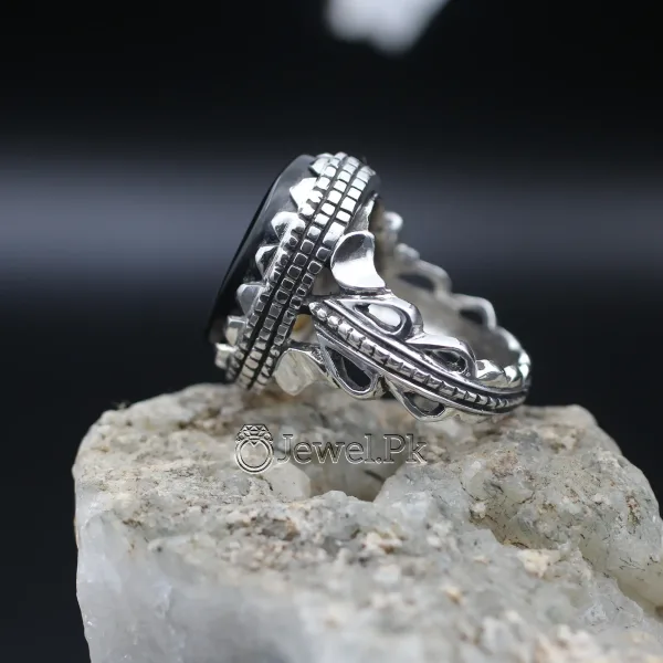 Black Yemen Agate inside red stone ring for yamni aqeeq agate stone silver 925 8