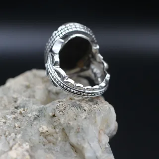 Black Yemen Agate inside red stone ring for yamni aqeeq agate stone silver 925 9