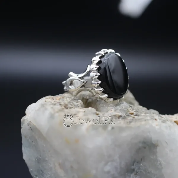 Black Yemen Agate ring for yamni aqeeq agate stone silver 925 1