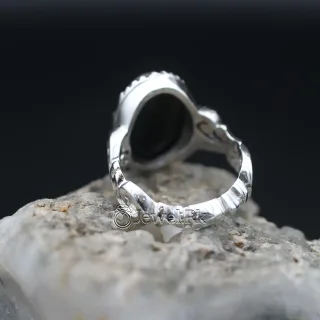 Black Yemen Agate ring for yamni aqeeq agate stone silver 925 10