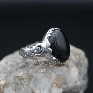Black Yemen Agate ring for yamni aqeeq agate stone silver 925 11