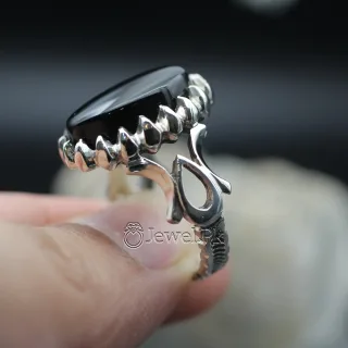 Black Yemen Agate ring for yamni aqeeq agate stone silver 925 6