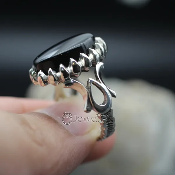 Black Yemen Agate ring for yamni aqeeq agate stone silver 925 6