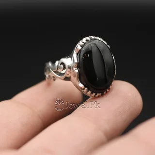 Black Yemen Agate ring for yamni aqeeq agate stone silver 925 7