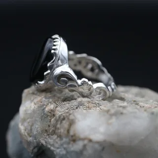 Black Yemen Agate ring for yamni aqeeq agate stone silver 925 9