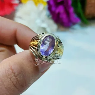 Natural Amethyst Ring - 925 Pure Silver (Chandi)