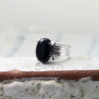 Natural Black Agate Ring Black Aqeeq Ring Pure Silver Black Onyx Stone 1