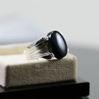 Natural Black Agate Ring Black Aqeeq Ring Pure Silver Black Onyx Stone 12