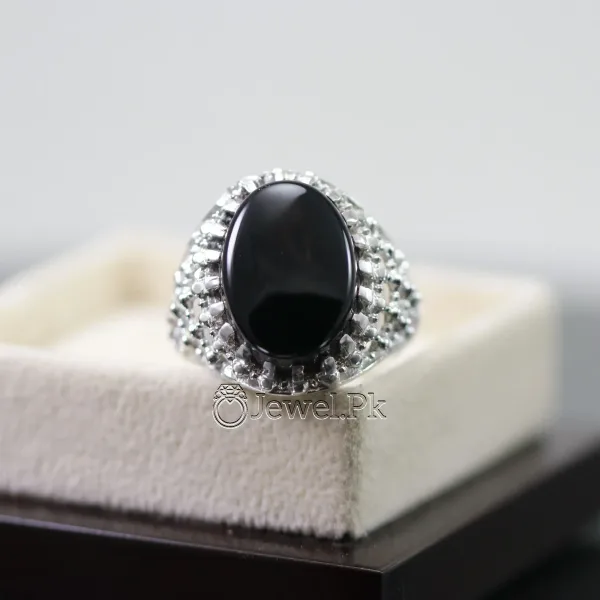 Natural Black Agate Ring Black Aqeeq Ring Pure Silver Black Onyx Stone 14
