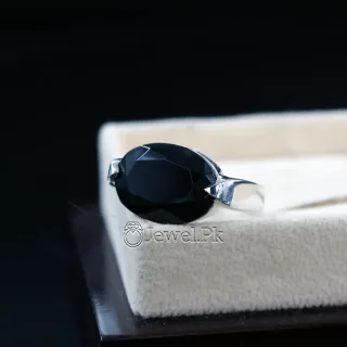 Natural Black Agate Ring Black Aqeeq Ring Pure Silver Black Onyx Stone 22