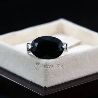 Natural Black Agate Ring Black Aqeeq Ring Pure Silver Black Onyx Stone 23
