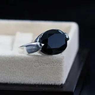 Natural Black Agate Ring Black Aqeeq Ring Pure Silver Black Onyx Stone 24