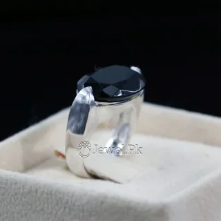 Natural Black Aqeeq Ring 925 Silver - High Quality Black Agate Stone