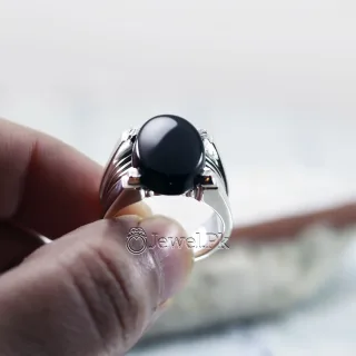 Natural Black Agate Ring Black Aqeeq Ring Pure Silver Black Onyx Stone 3
