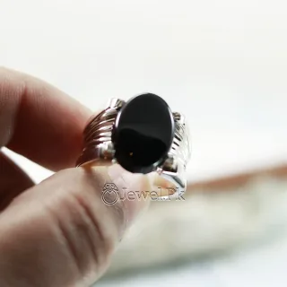 Natural Black Agate Ring Black Aqeeq Ring Pure Silver Black Onyx Stone 4