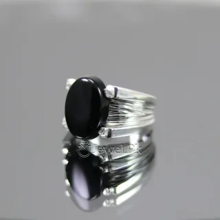 Natural Black Agate Ring Black Aqeeq Ring Pure Silver Black Onyx Stone 9