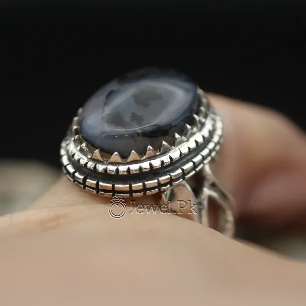Shajri aqeeq ring silver 925 yemen agate stone 1