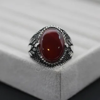 Yemen Agate ring for women yamni aqeeq brown red agate stone silver 925 11