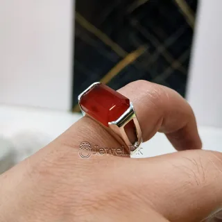 Yemen Agate ring for yamni aqeeq brown red agate stone silver 925 10