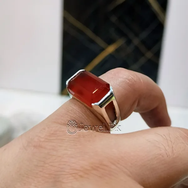 Yemen Agate ring for yamni aqeeq brown red agate stone silver 925 10