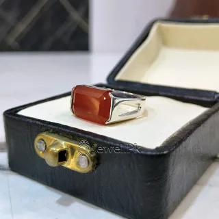 Yemen Agate ring for yamni aqeeq brown red agate stone silver 925 8