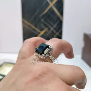 natural black yemen agate silver chaandi ring 1