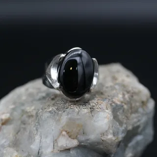 natural black yemen agate silver chaandi ring 3