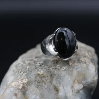 natural black yemen agate silver chaandi ring 4