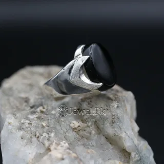 natural black yemen agate silver chaandi ring 5
