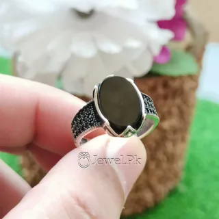 Turkish Ring Black Aqeeq Stone (Agate) Silver 925 - Onyx