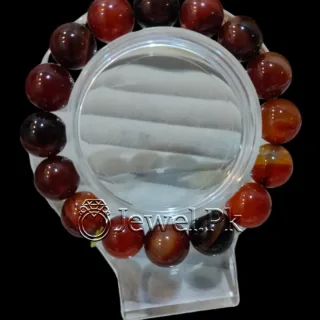 Natural Red/Brown Agate Bracelet - Aqeeq Beads - Men/Women