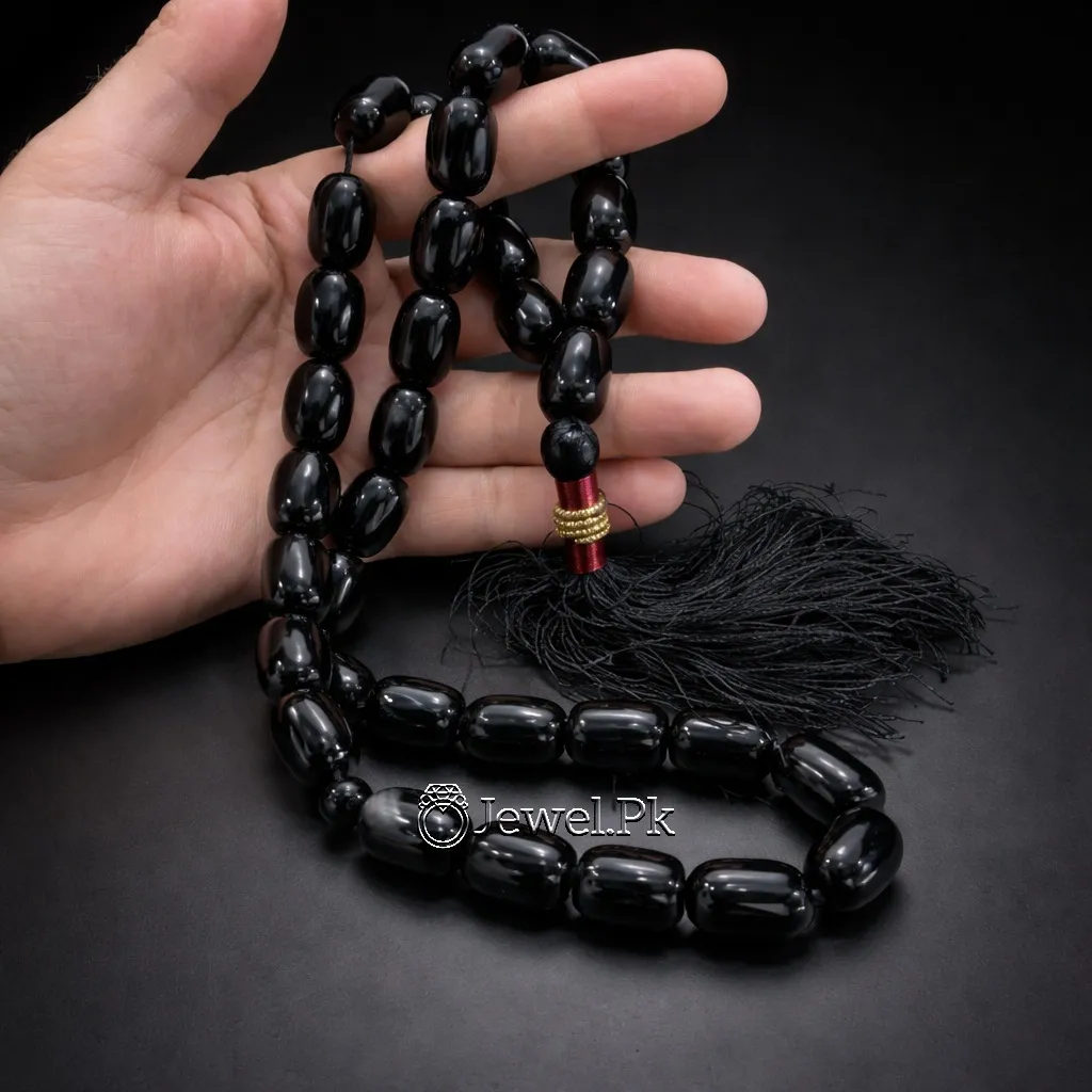Black Aqeeq Natural Agate Tasbih 33 Beads