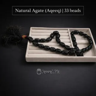 Natural Black Agate black aqeeq tasbih 4