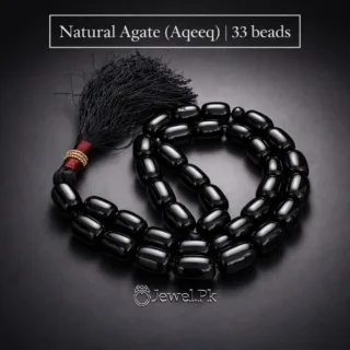 Natural Black Agate black aqeeq tasbih 5