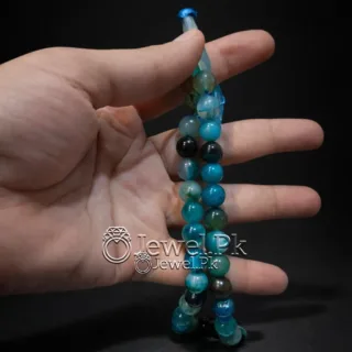 Blue Aqeeq Natural Agate Tasbih 33 Beads 4 Natural Blue Aqeeq agate tasbih rosary 4
