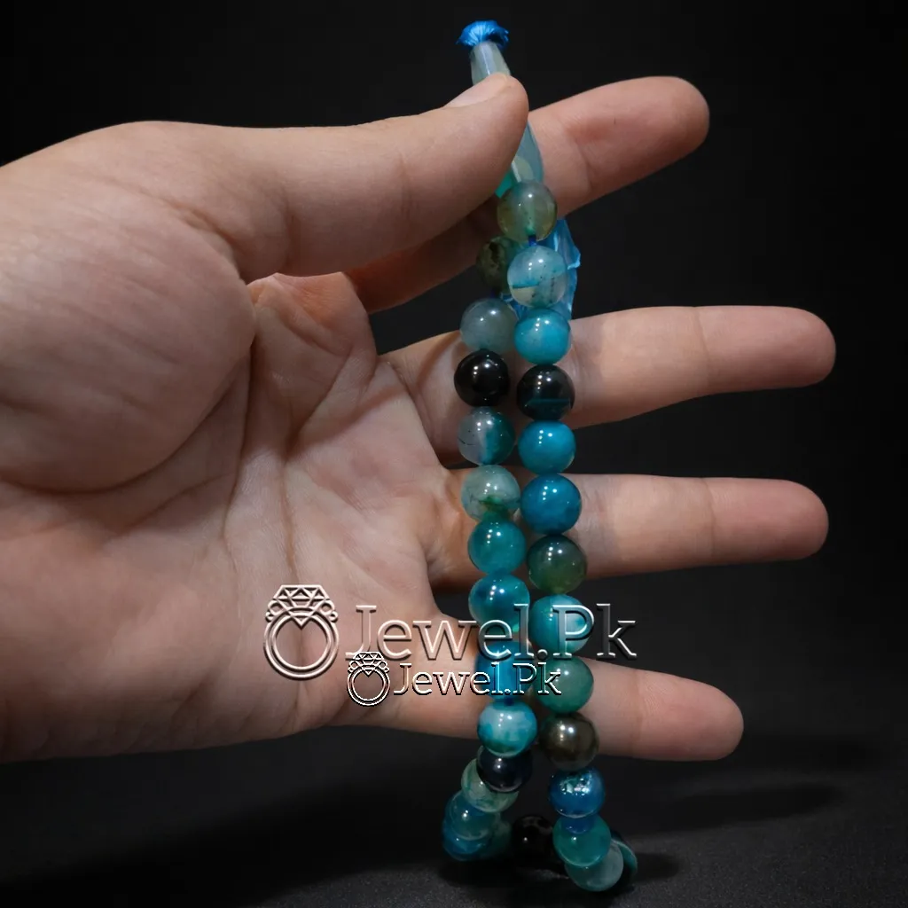 Natural Blue Aqeeq agate tasbih rosary (4) Natural Blue Aqeeq agate tasbih rosary 4