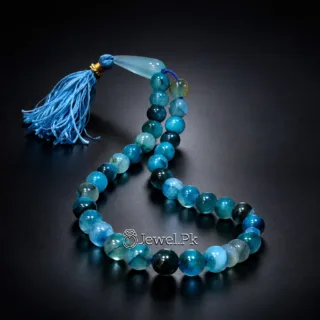 Blue Aqeeq Natural Agate Tasbih 33 Beads 3 Natural Blue Aqeeq agate tasbih rosary 5