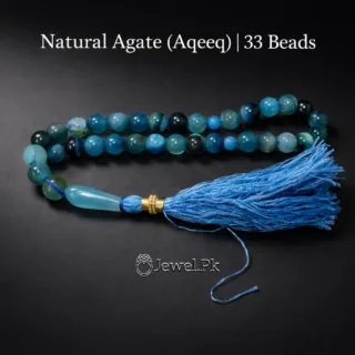 Blue Aqeeq Natural Agate Tasbih 33 Beads 2 Natural Blue Aqeeq agate tasbih rosary 6
