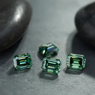 Emerald cut Step Cut Green Moissanite Rectangle shape 2 1