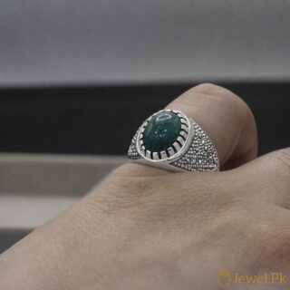 Hussaini Feroza - Green Turquoise - Handmade Silver Ring Lab Certified 2 Natural Tirquoise Ring Silver 925 24