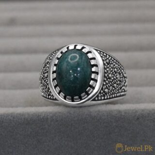 Hussaini Feroza - Green Turquoise - Handmade Silver Ring Lab Certified