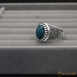 Hussaini Feroza - Green Turquoise - Handmade Silver Ring Lab Certified 4 Natural Tirquoise Ring Silver 925 26