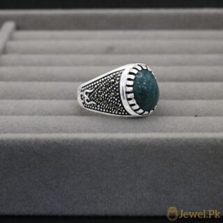 Hussaini Feroza - Green Turquoise - Handmade Silver Ring Lab Certified 5 Natural Tirquoise Ring Silver 925 27