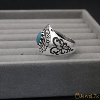 Nishapuri Feroza Ring 925 Silver (Chandi) - Natural Turquoise 2 Natural Tirquoise Ring Silver 925 7